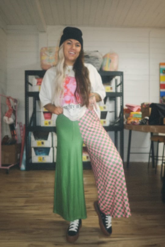 Half & Half Emy Ave™ Original Cropped Pants - GREEN + PINK Half & Half Emy Ave™ Original Cropped Pants - GREEN + PINK