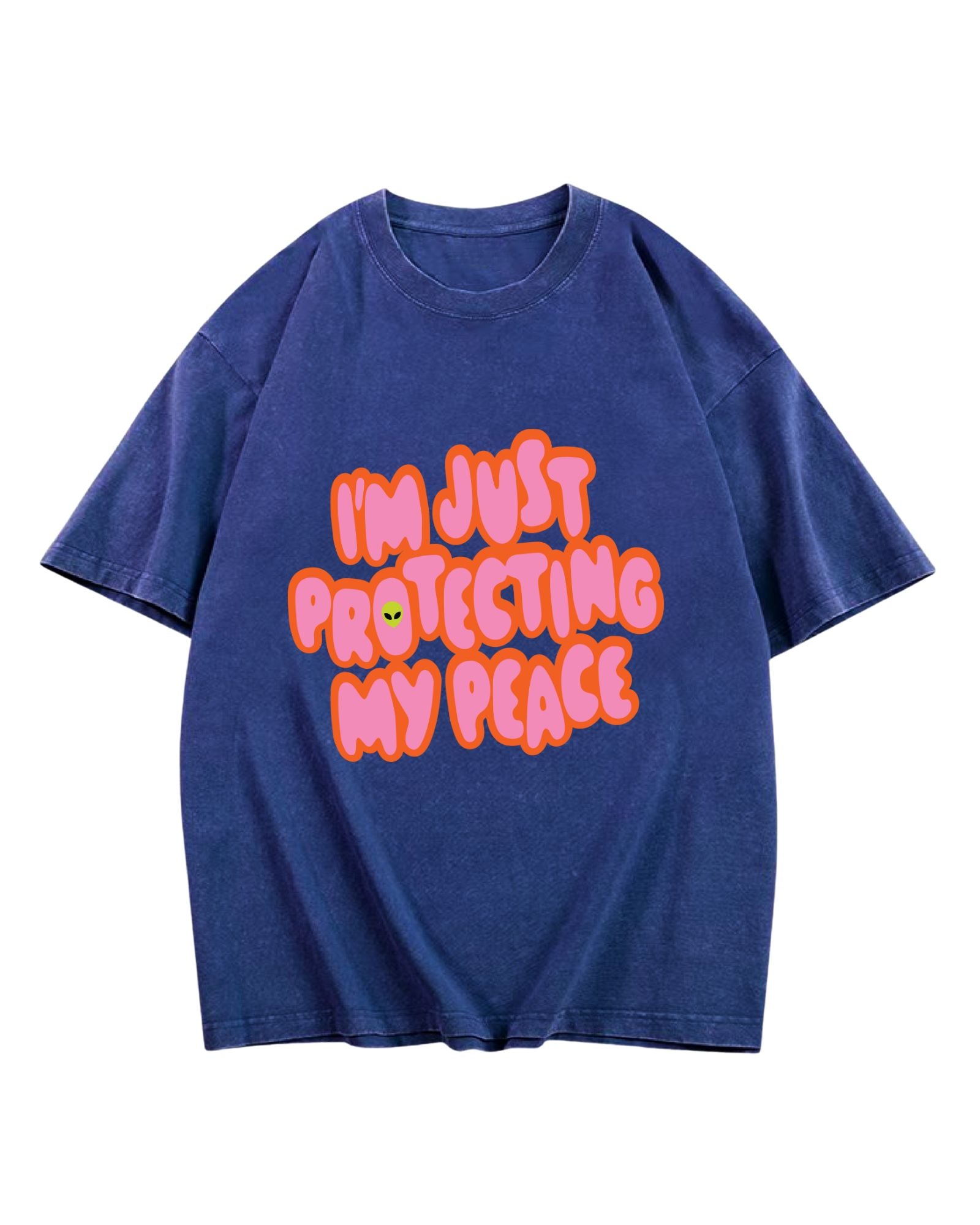 Protecting My Peace - Blue Acid Wash Graphic Tee