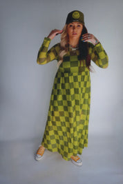 Grandma Green Checkered Mesh Dress Emy Ave™ Original