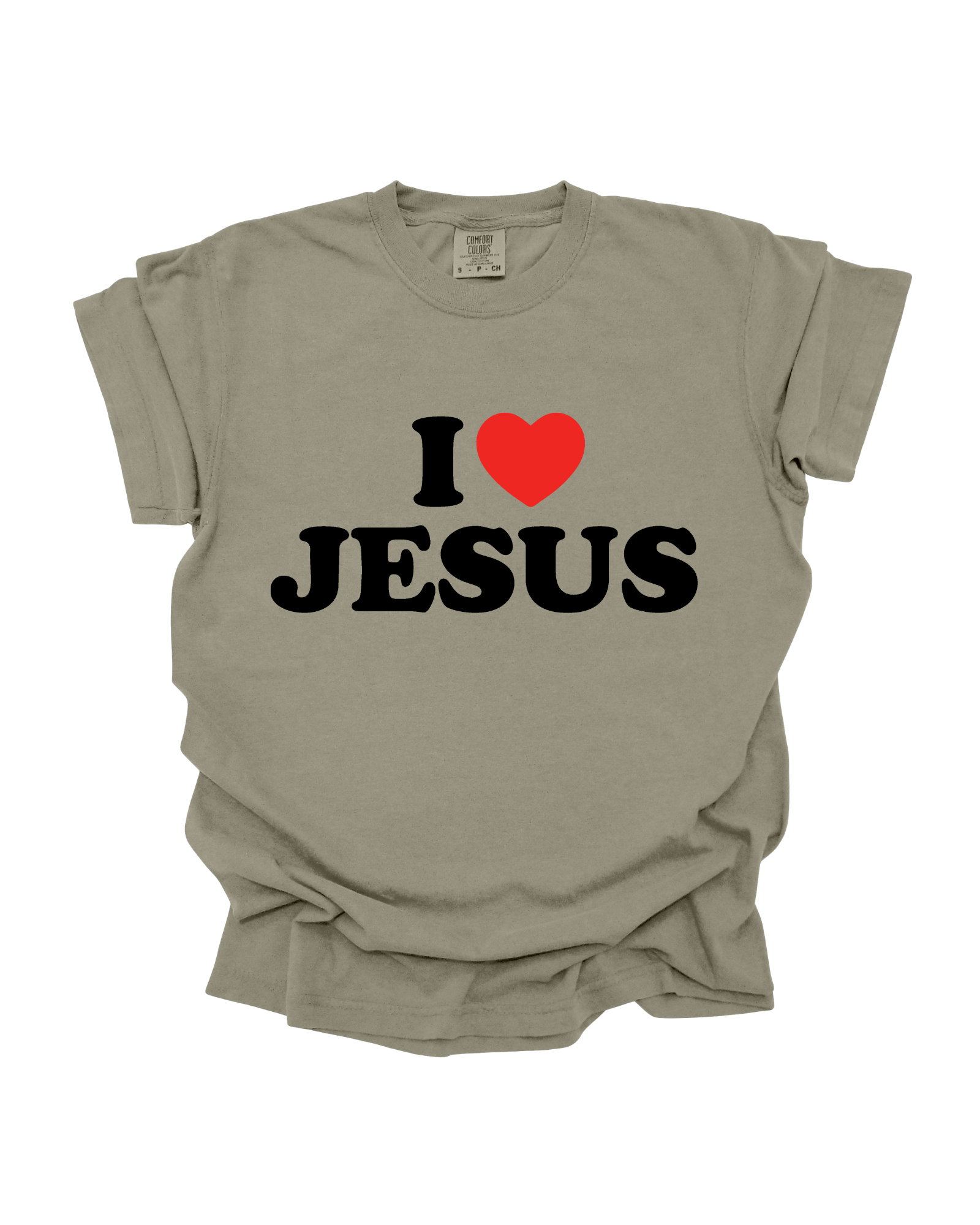 I Love Jesus - Khaki Graphic Tee