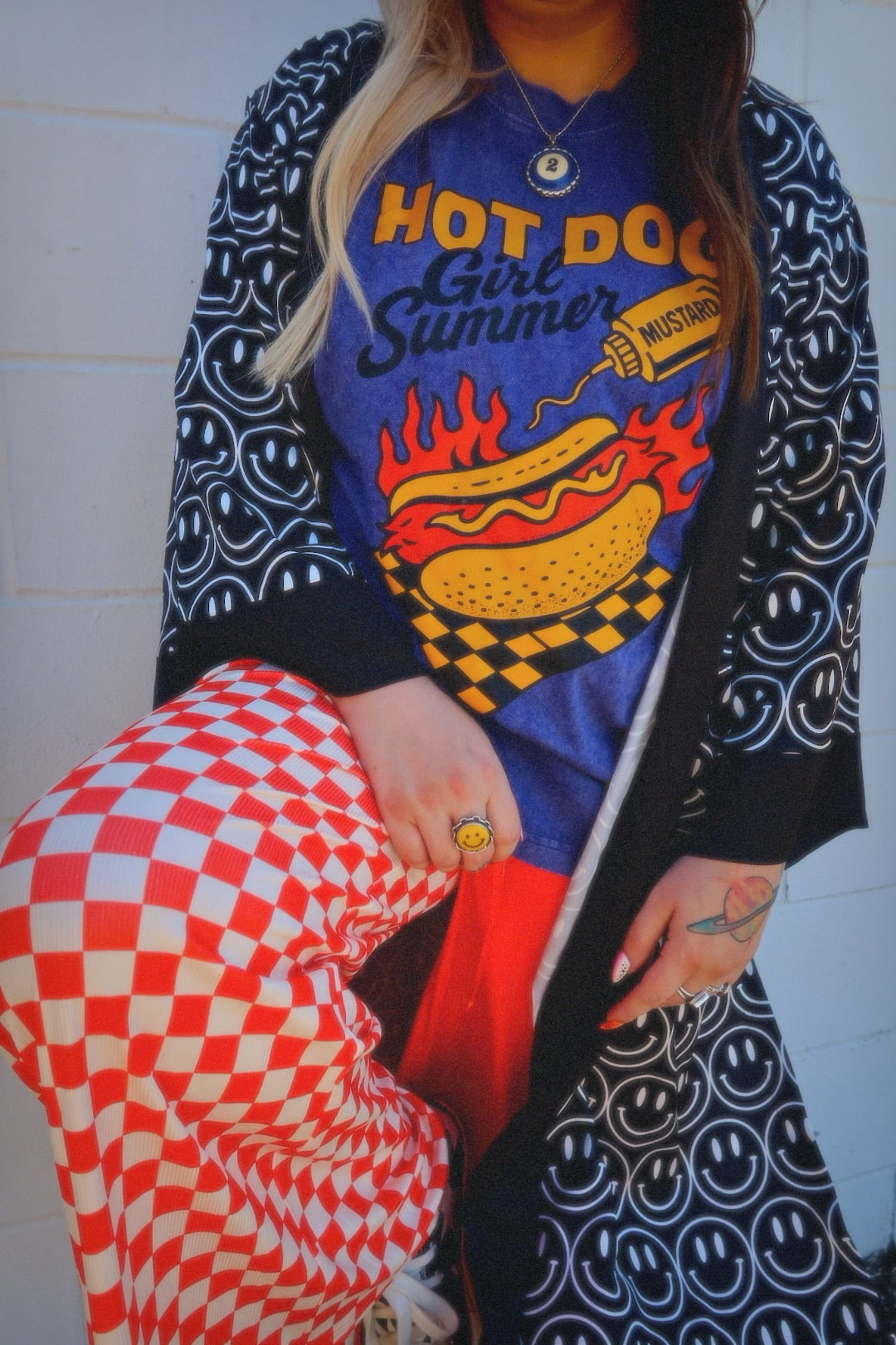 Half & Half Emy Ave™ Original Cropped Pants - RED + IVORY