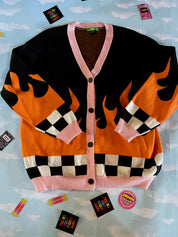 EMYAVE FLAMES CHECKERED CARDIGAN SIZE S/M