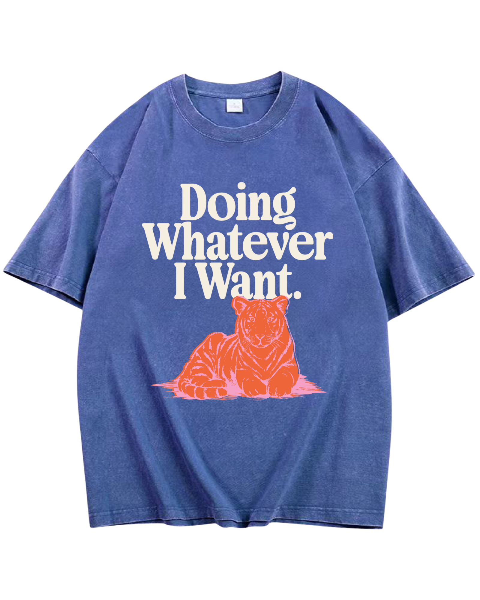 Doing Whatever I Want - Blue Acid Wash Graphic Tee (pre-oversized)