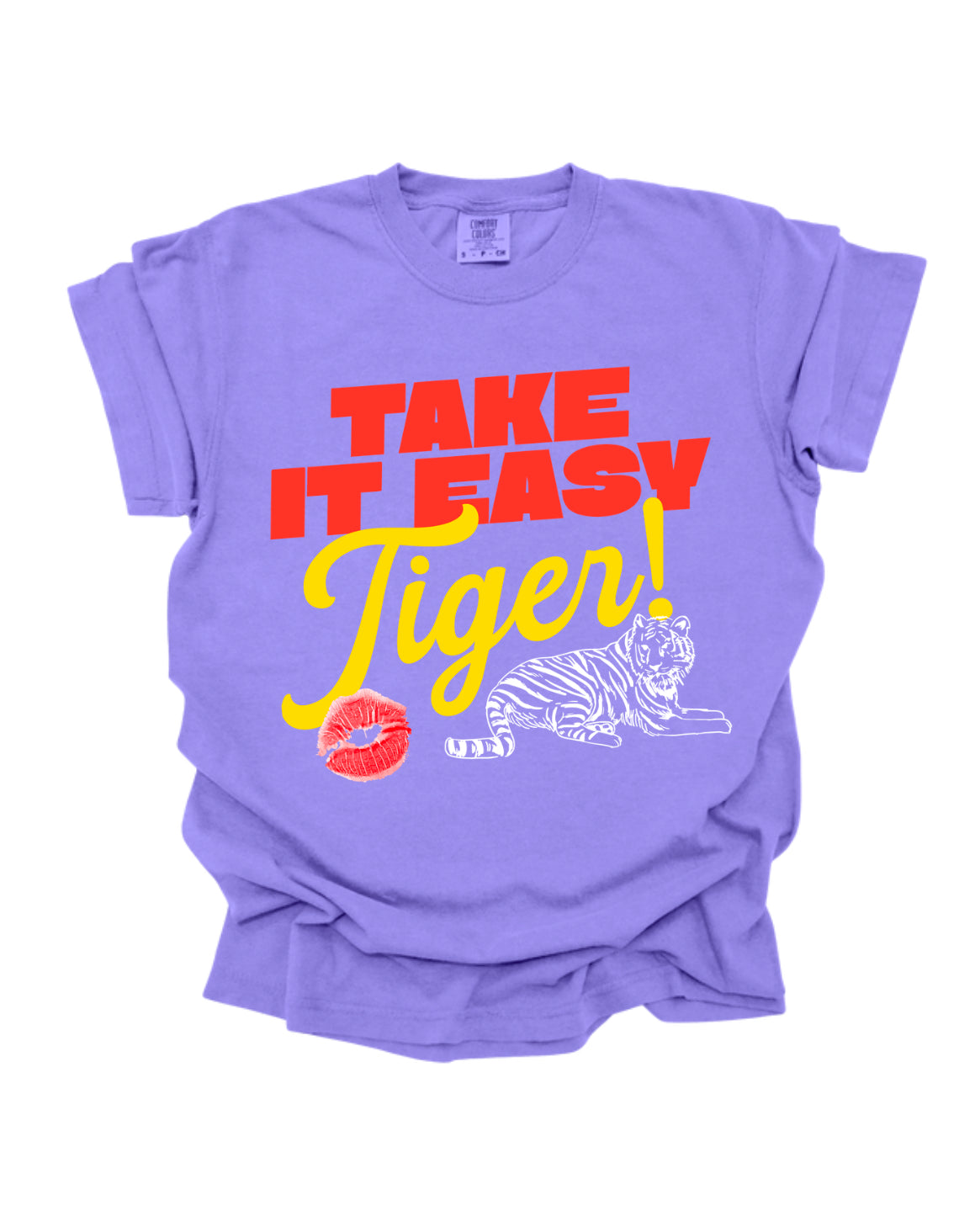 Take It Easy Tiger - Violet Tee (Size: S-XXXL)