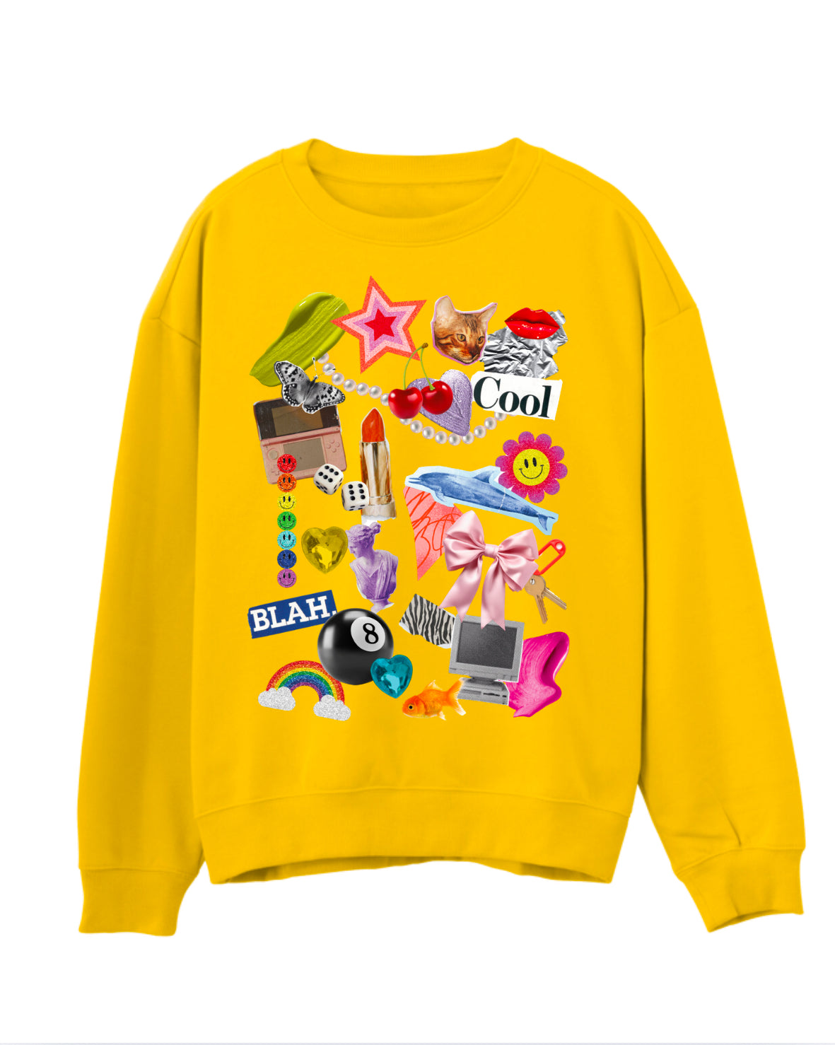 Cool Girl Collage - Yellow Crew (Size: S-XXXL)