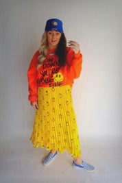 Happy To Be Here Smiley Pleated Skirt Emy Ave™ Original