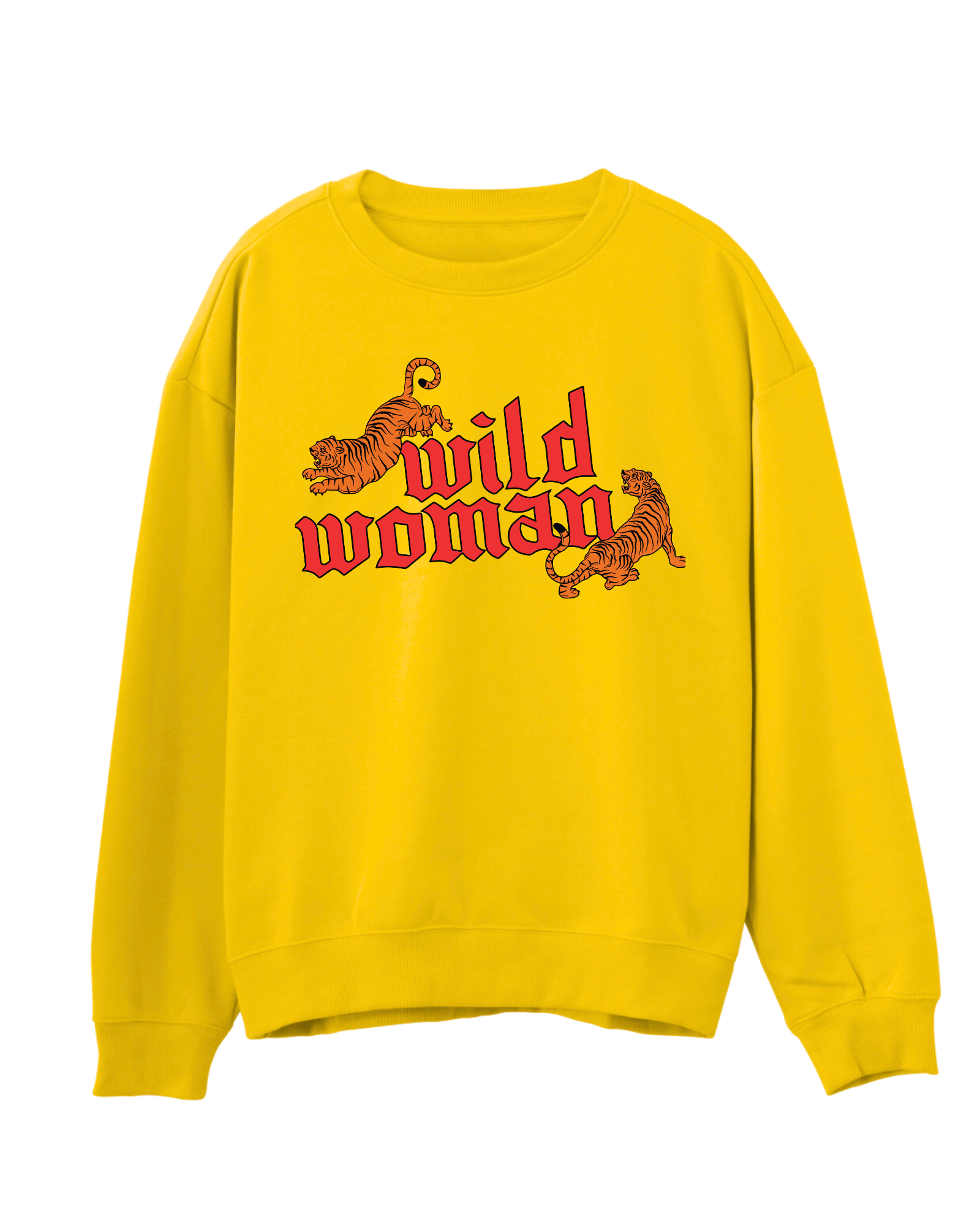 Wild Woman - RED on Yellow Crew (Size: S-XXXL)