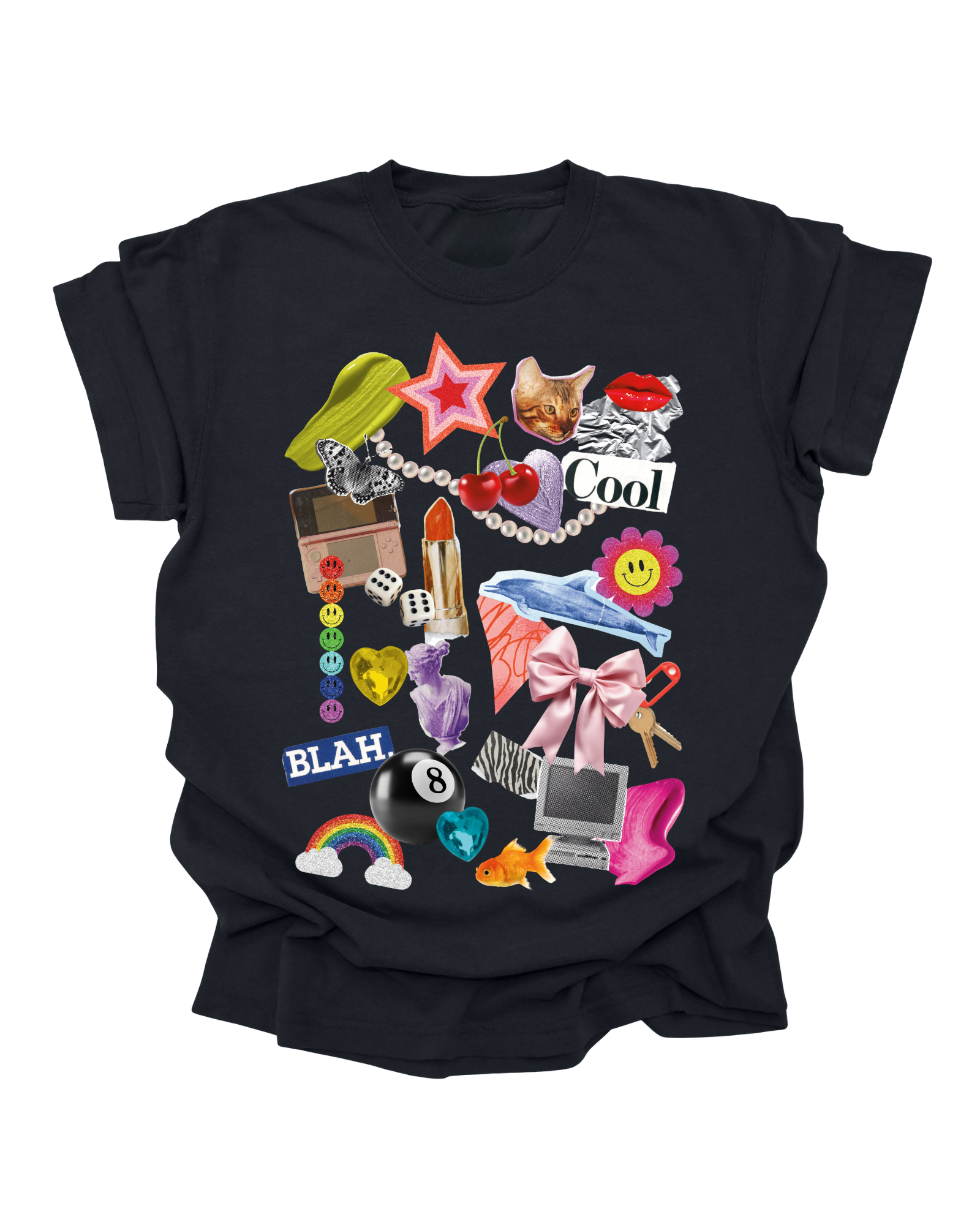 Cool Girl Collage - Black Graphic Tee