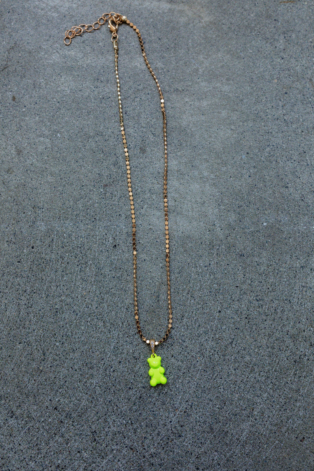 Fluorescent Green Teddy Bear Necklace