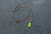 Fluorescent Green Teddy Bear Necklace