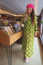 Grandma Green Checkered Mesh Dress Emy Ave™ Original